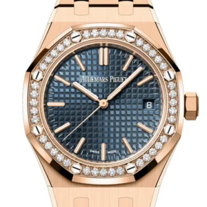 Audemars Piguet Royal Oak Rose Gold Diamond Bezel Blue Dial Watch 15551OR.ZZ.1356OR.05