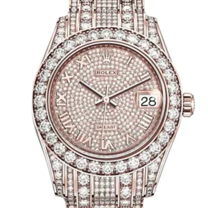 Rolex Pearlmaster 34 Diamond Pave Dial Pearlmaster Bracelet 18K Rose Gold Watch 81405RBR