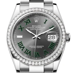 Rolex Datejust 36 Grey Green Diamond Dial Diamond Bezel Watch 126284RBR 126284RBR-0038