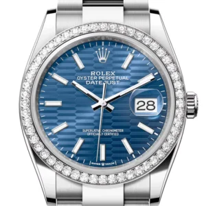 Rolex Datejust 36 Blue fluted Motif Dial Diamond Bezel Watch 126284RBR 126284RBR-0042