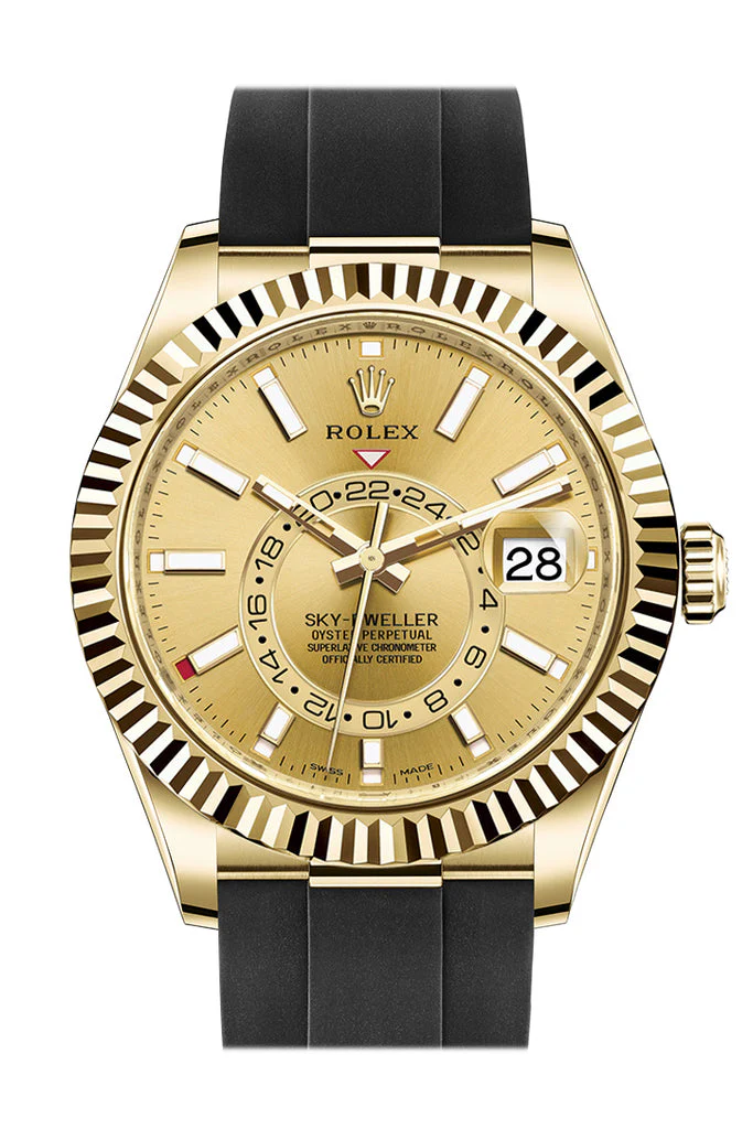 Rolex Sky-Dweller 42 Champagne Dial 18K Yellow Gold Men's Watch 326238