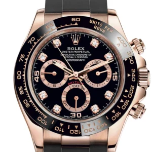 Rolex Cosmograph Daytona Rose Gold Black diamond set Dial Oysterflex 116515LN