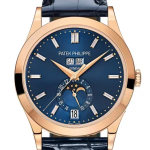 Patek Philippe Complications Blue Diamond Dial Annual Calendar Moon Phases Rose Gold 5396R-015