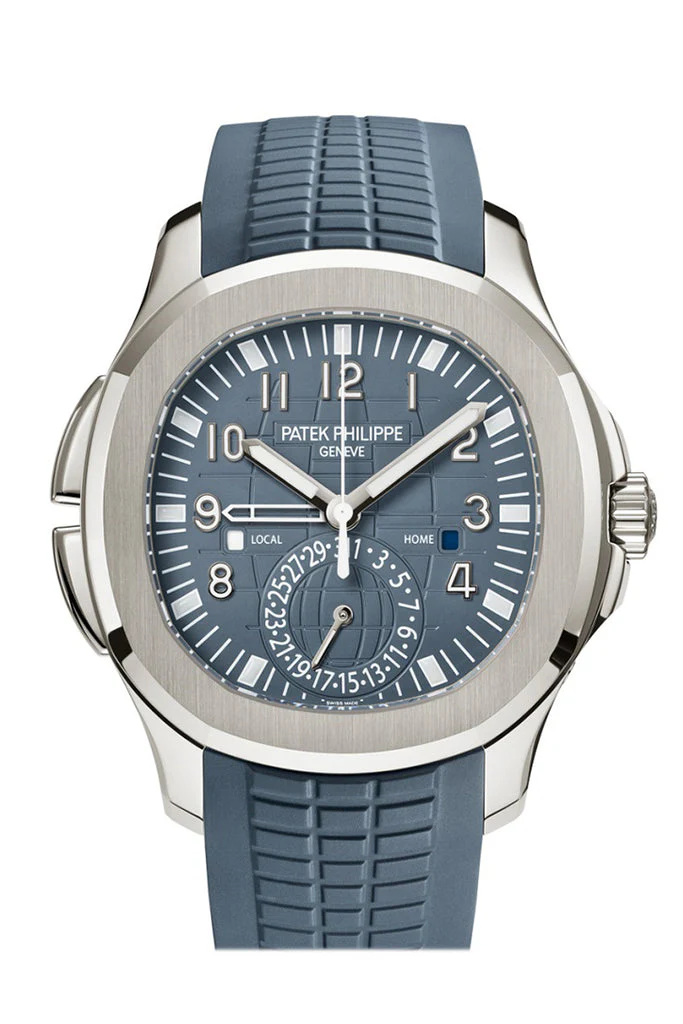 Patek Philippe Aquanaut Travel Time Blue Gray Dial White Gold Watch 5164G