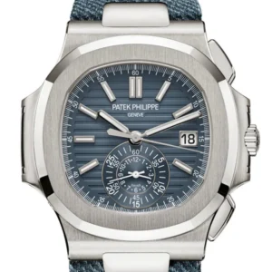 Patek Philippe Nautilus Flyback Chronograph White Gold Blue-Gray Dial Watch 5980/60G